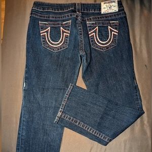 True religion pink stitching capris size 28 perfect condition